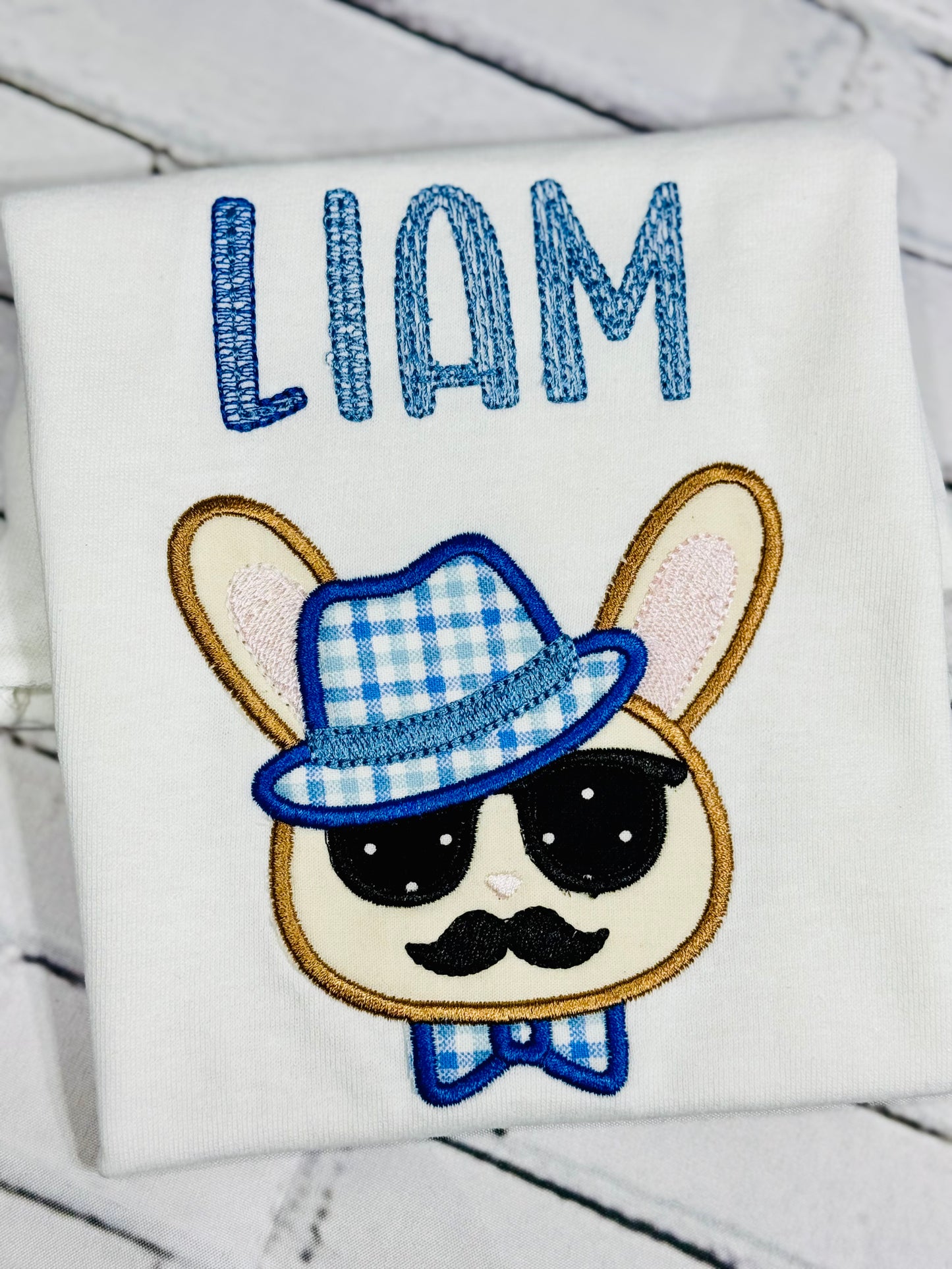 Personalized boys hipster bunny shirt, Embroidered Easter shirt for boys, Custom name Easter bunny outfit, Toddler boys Easter outfit