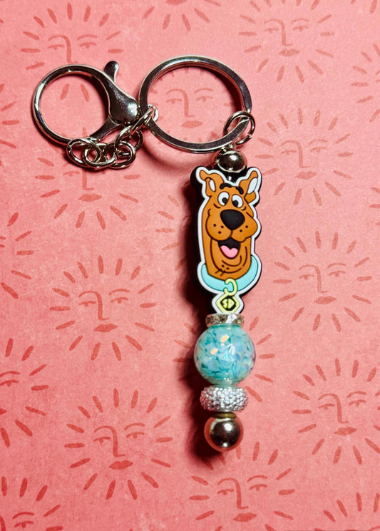 Cartoon Dog Beaded Keychain for Fans, Handmade Glitter Bead Keychain for Bag or Keys, Cute Dog Lover Keychain with Acrylic Charm, dog