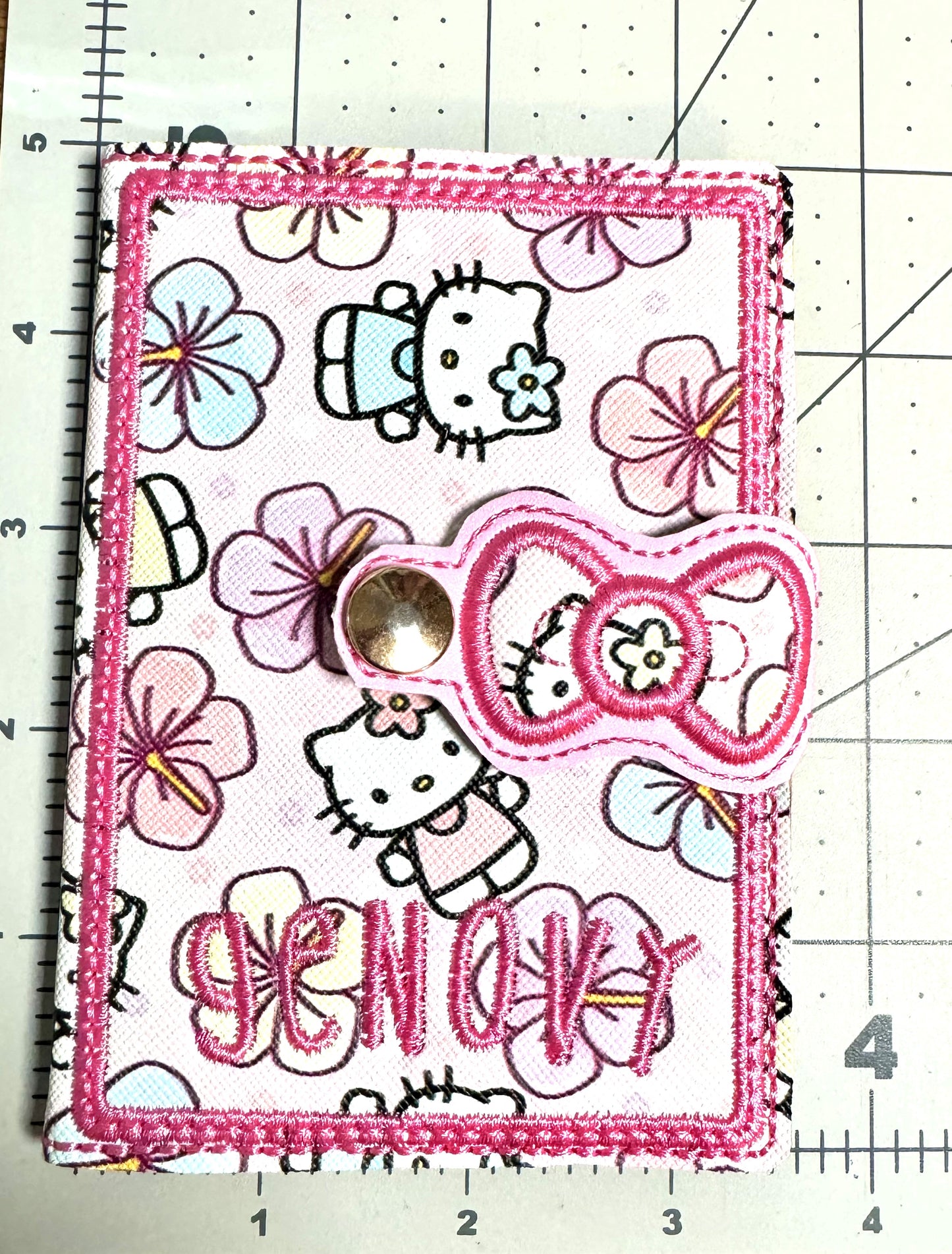 Mini Composition notebook with cover\Kitty & flowers notebook cover\personalized mini book cover\ cute kids gift\journal with bow mini cover