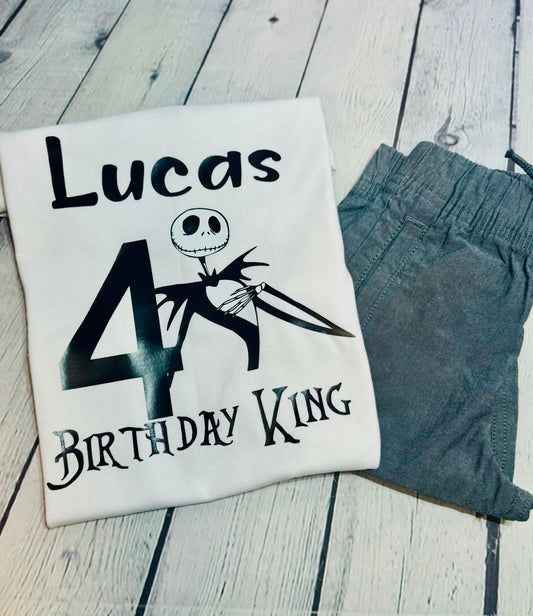 👑 Personalized Birthday King Shirt – Custom Gothic Style Birthday Tee for Boys
