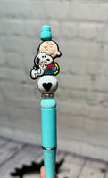 Character beaded pen/boy and dog character pen/Dog beaded pen/dog love beaded pen /back to school beaded pen/cool peanuts beaded pens