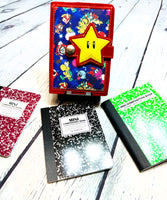 Mini Composition notebook with cover\super game power star mini composition book\personalized mini book cover\super kids game mini notebook