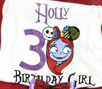 Sally birthday tutu outfit;Kids nightmare Halloween costume;birthday Sally personalized shirt;Cute Halloween bday tutu;Birthday party outfit