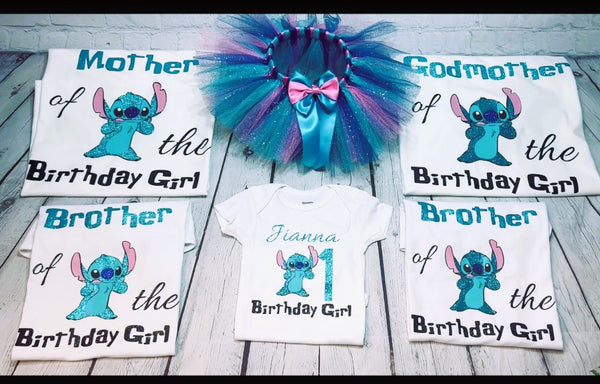 Pink Stitch Family Birthday Shirt, Custom Stitch Birthday Shirt, pink Birthday Girl shirt, Birthday Party Shirt, Family Birthday Trip