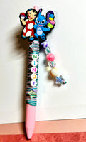 Cute wrapped pen with flowers/Stitch pens for kids/baseball pen for school/flower charm with beads pen/kids gift pen/ journal pen