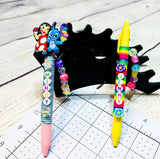 Cute wrapped pen with flowers/Stitch pens for kids/baseball pen for school/flower charm with beads pen/kids gift pen/ journal pen