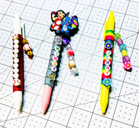 Cute wrapped pen with flowers/Stitch pens for kids/baseball pen for school/flower charm with beads pen/kids gift pen/ journal pen