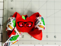 Ready to ship Apple boutique Hairbow, back to school hairbow, apple hairclip, school days hairbow, red apple hairbow, school bow with apple